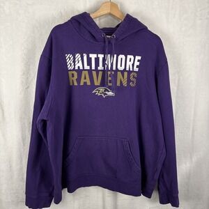 Fanatics Baltimore Ravens Heavy Hooded‎ Sweatshirt Purple Pullover Mens Sz 2XL